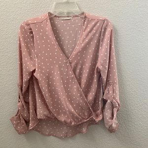 Mauve polka dot blouse